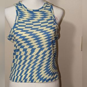 Blue and Yellow Chevron Pattern Tank Top - NWT Size L